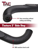 TAC 3" Texture Black Side Steps Compatible with 2001-2018 Chevy Silverado/GMC Sierra 1500 Crew Cab| 2001-2019 Silverado/Sierra 2500/3500 Crew Cab (Excl. C/K Classic) | Running Boards| Side Bars| Step Rails| Nerf Bars| Pickup Truck Accessories (2 PCS)-5
