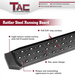 TAC Fine Texture Black Rattler Running Board for 2015-2023 Ford F150 Regular Cab/ 2017-2023 Ford F250/F350/F450/F550 Super Duty Regular Cab Truck | Side Steps | Nerf Bars | Side Bars