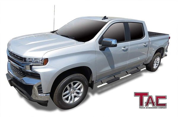 TAC Stainless Steel 4" Side Steps for 2019-2024 Chevy Silverado/GMC Sierra 1500 | 2020-2024 Chevy Silverado/GMC Sierra 2500/3500 Crew Cab Truck | Running Boards | Nerf Bars | Side Bars