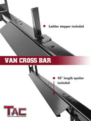 TAC Gloss Black Universal 2 Bars Roof Ladder Rack for Van Without Rain Gutter (600 LBS Capacity)-4