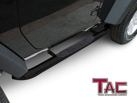 TAC 3" Gloss Black Side Steps Compatible with 2007-2018 Jeep Wrangler JK 2 Door (Exclude 2018 Wrangler JL Models)| Running Boards| Side Bars| Step Rails| Nerf Bars| Rocker Slider| SUV Accessories (2 PCS) - 0