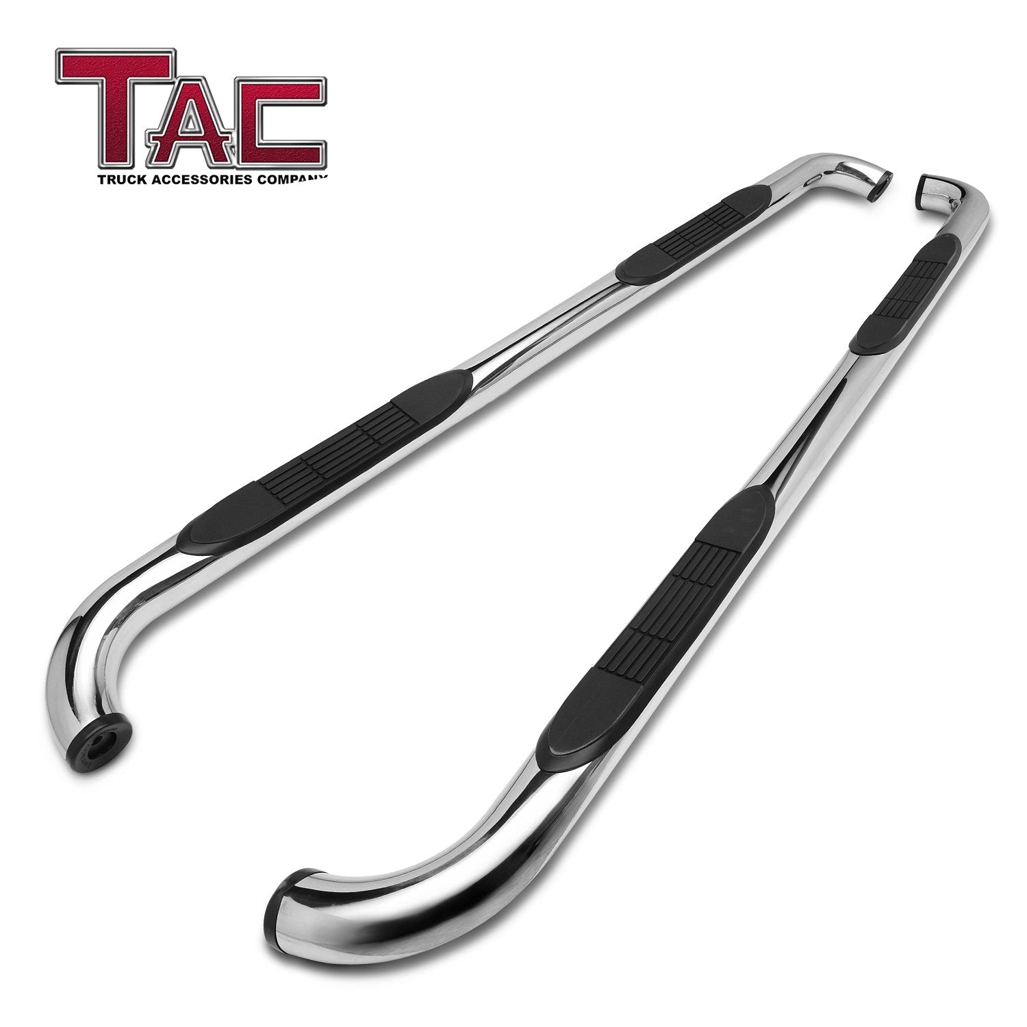 TAC 3" Stainless Steel Side Steps Compatible with 2019-2024 Ram 1500 Crew Cab (Excl. 2019-2024 Ram 1500 Classic)| Running Boards| Side Bars| Step Rails| Nerf Bars| Rocker Slider| Pickup Truck Accessories (2 PCS)