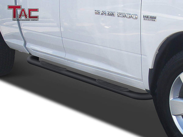 TAC Gloss Black 3" Side Steps For 2009-2018 Dodge Ram 1500 Quad Cab Truck (Incl. 2019-2023 Ram 1500 Classic) | Running Boards | Nerf Bars | Side Bars