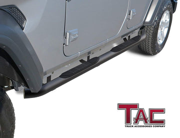 TAC 3" Side Steps Compatible with 2018-2026 Jeep Wrangler JL 4 Door|2021-2024 Wrangler JL 4xe| Running Boards| Side Bars| Step Rails| Nerf Bars| Rocker Slider| SUV Accessories | Gloss Black(2 PCS) - 0