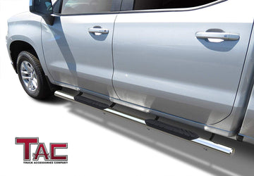 TAC 4" Side Steps for 2019-2026 Chevy Silverado/GMC Sierra 1500 Crew Cab|2020-2026 Chevy Silverado/GMC Sierra 2500/3500 Crew Cab Truck | Running Boards | Nerf Bars | Side Bars Stainless Steel - 0