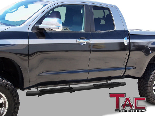 TAC Heavy Texture Black PNC Side Steps For 2007-2021 Toyota Tundra Double Cab Truck | Running Boards | Nerf Bars | Side Bars