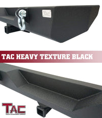 TAC Heavy Texture Black Rear Bumper for 2007-2018 Jeep Wrangler JK (Exclude 18 JL Models)(2" Hitch Receiver and 4.75 Ton D-Rings Included) Bumper Brush Grille Guard Nudge Bar