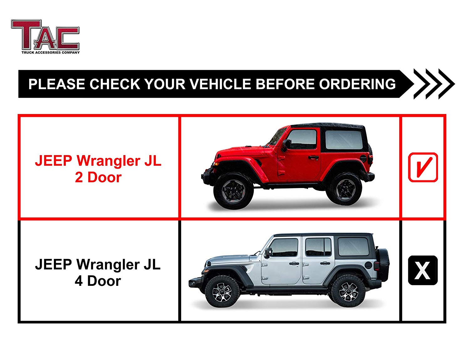 TAC Fine Texture Black 4" Side Steps for 2018-2025 Jeep Wrangler JL 2 Door SUV | Running Boards | Nerf Bars | Side Bars