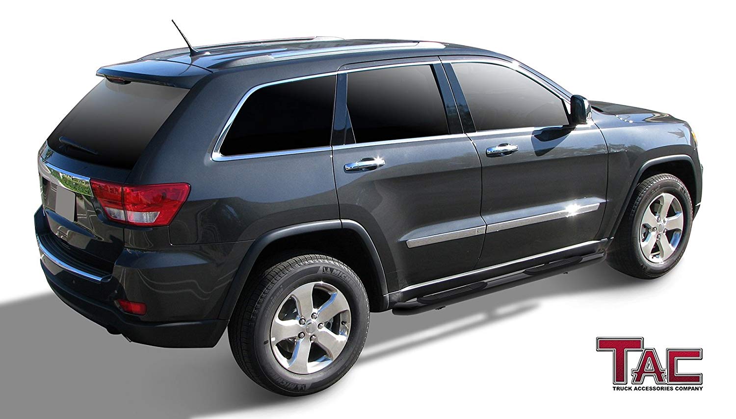TAC 3" Gloss Black Side Steps Compatible with 2011-2021 Grand Cherokee(Incl.22 WK & Excl. Limited X/ High Altitude/ Summit/ SRT/ SRT8/ Trackhawk/ Trailhawk/L model)| Running Boards| Side Bars| Step Rails| Nerf Bars| Pickup Truck Accessories (2 PCS)