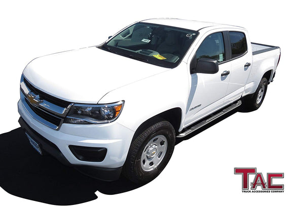 TAC 3" Stainless Steel Side Steps Compatible with 2015-2025 Chevy Colorado/ GMC Canyon Crew Cab| Running Boards| Side Bars| Step Rails| Nerf Bars| Rocker Slider| Pickup Truck Accessories (2 PCS)