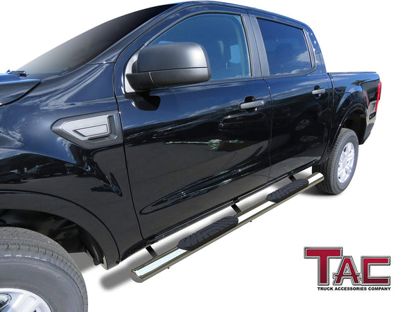 TAC Stainless Steel 4" Side Steps for 2019-2023 Ford Ranger SuperCrew Cab Truck | Running Boards | Side Bars | Nerf Bars
