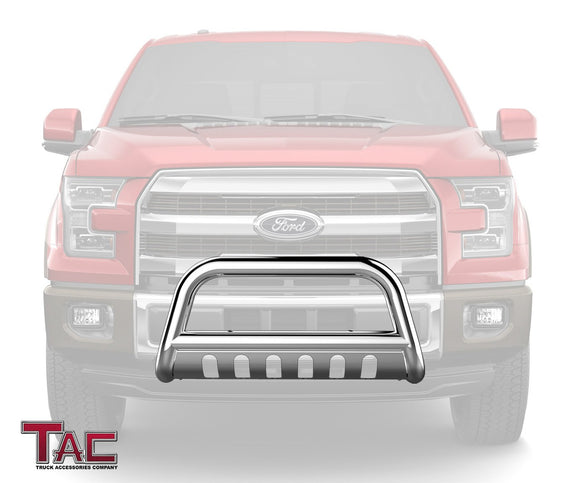 TAC Stainless Steel 3" Bull Bar For 2004-2026 Ford F150(Excl. Heritage edition/all Ford F150 Raptor models/2020-2022 Diesel models)|2022-2026 Ford F150 Lightning EV|2003-2017 Ford Expedition SUV Front Bumper Brush Grille Guard Nudge Bar Stainless Steel