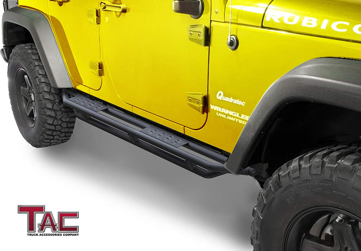 TAC Heavy Texture Black Armor Steps for 2007-2018 Jeep Wrangler JK 4 Door (Exclude 2018 Wrangler JL) | Running Boards | Nerf Bars | Side Bars - 0