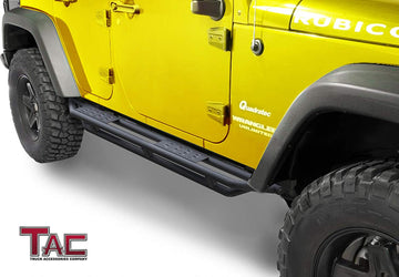 TAC Heavy Texture Black Armor Steps for 2007-2018 Jeep Wrangler JK 4 Door (Exclude 2018 Wrangler JL) | Running Boards | Nerf Bars | Side Bars - 0