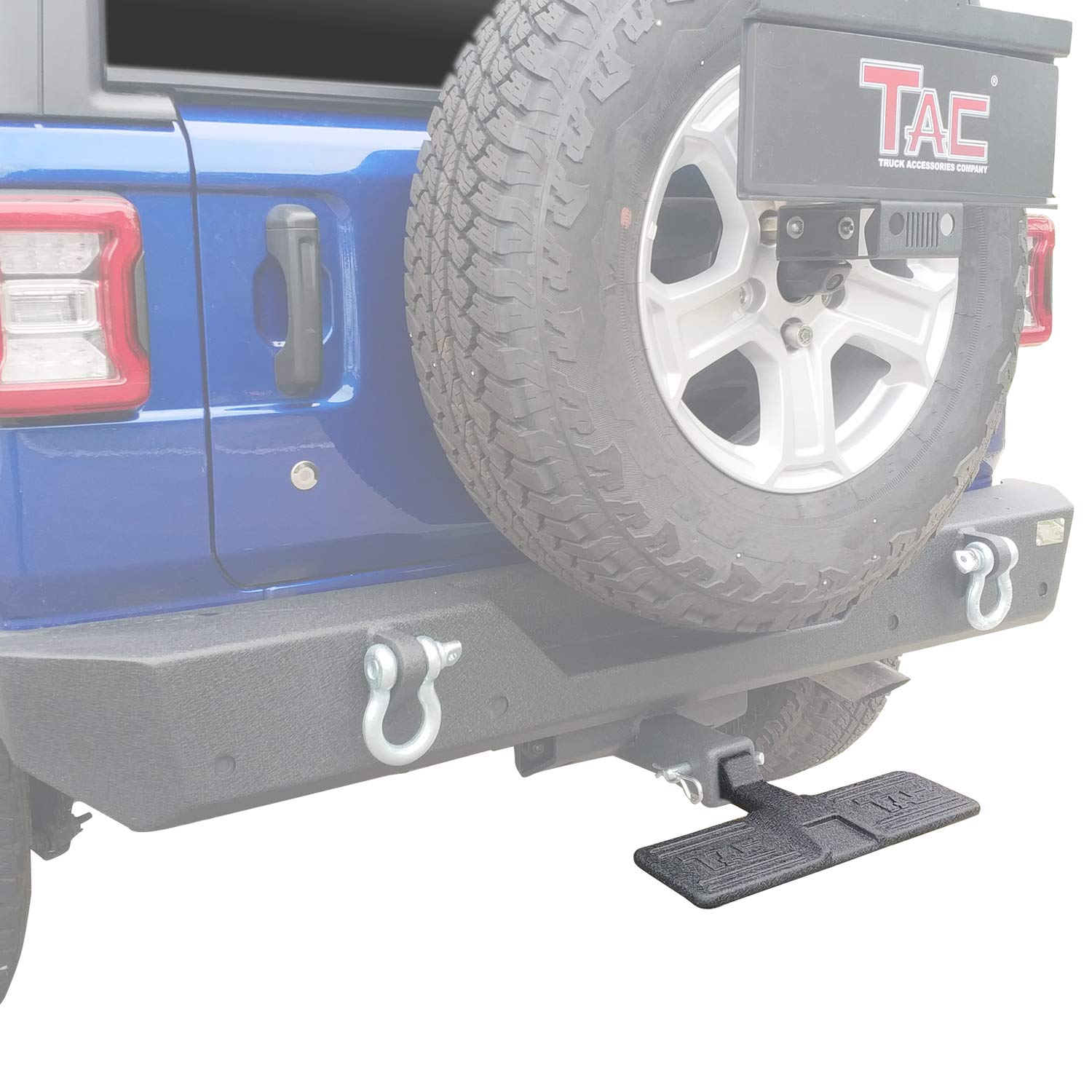 TAC Hitch Step Fits 2" Hitch Receiver 5" Width SUV Pickup Truck Van Bumper Protector Universal Heavy Duty Steel Black Lock Pin and Stainless Steel Hitch Tightener Included