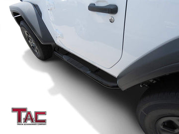 TAC 3" Gloss Black Side Steps Compatible with 2018-2026 Jeep Wrangler JL 2 Door| Running Boards| Side Bars| Step Rails| Nerf Bars| Rocker Slider| SUV Accessories (2 PCS) - 0