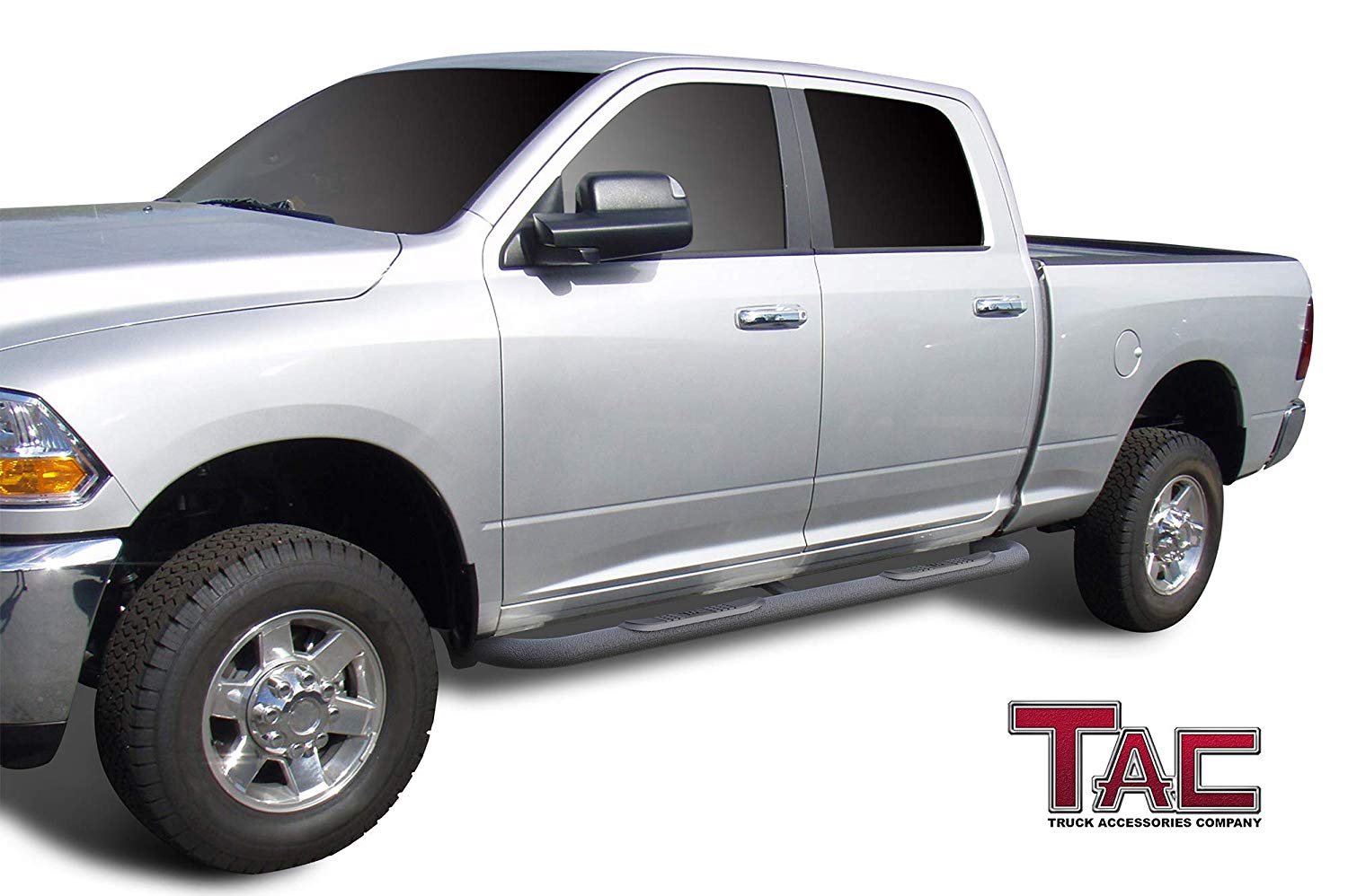 TAC 3" Texture Black Side Steps Compatible with 2009-2018 Ram 1500 Crew Cab| 2019-2024 Ram 1500 Classic| 2010-2025 Ram 2500/3500/4500/5500 Crew Cab| Running Boards| Side Bars| Step Rails| Nerf Bars| Rocker Slider| Pickup Truck Accessories (2 PCS) - 0
