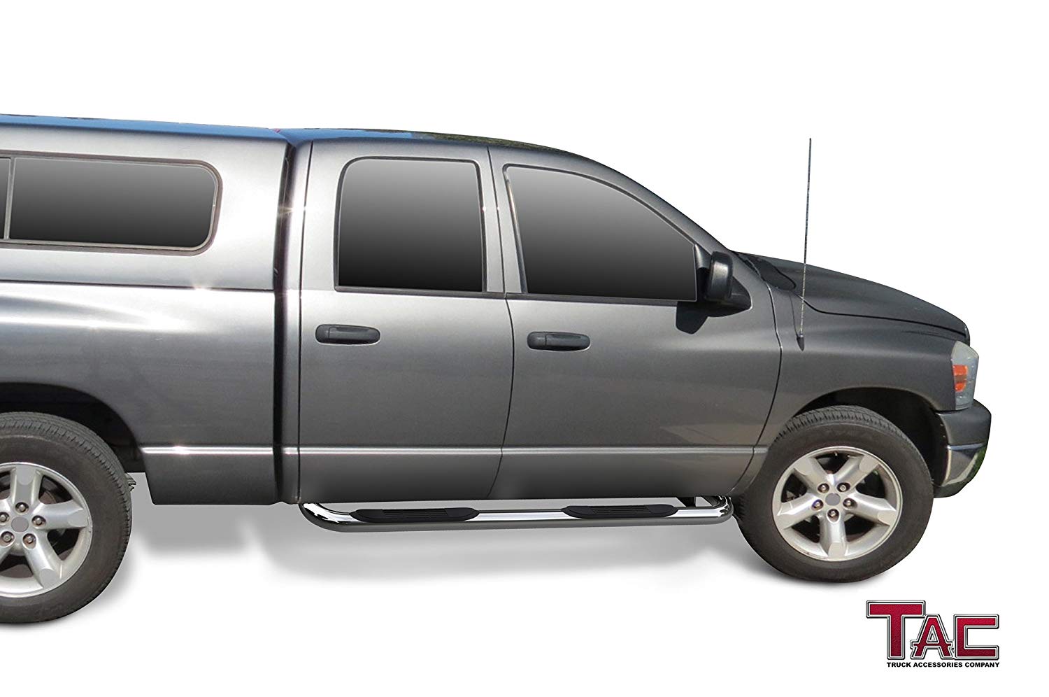 TAC 3" Stainless Steel Side Steps Compatible with 2002-2008 Ram 1500 Quad Cab | 2003-2009 Ram 2500/3500 Quad Cab (Exclude Daytona/Rumble Bee/SRT-10 models) | Running Boards| Side Bars| Step Rails| Nerf Bars| Pickup Truck Accessories (2 PCS)