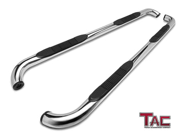 TAC 3" Stainless Steel Side Steps Compatible with 2001-2018 Chevy Silverado/GMC Sierra 1500 Crew Cab| 2001-2019 Silverado/Sierra 2500/3500 Crew Cab (Excl. C/K Classic)| Running Boards| Side Bars| Step Rails| Nerf Bars (2 PCS)