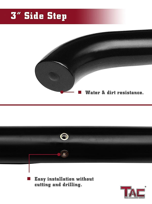 TAC Gloss Black 3" Side Steps For 2010-2023 Toyota 4Runner (Excl. 2010-2013 SR5 & 2010-2023 Limited Model & 2019-2022 Nightshade Model & 2022-2023 TRD Sport Models) | Running Boards | Nerf Bars | Side Bars