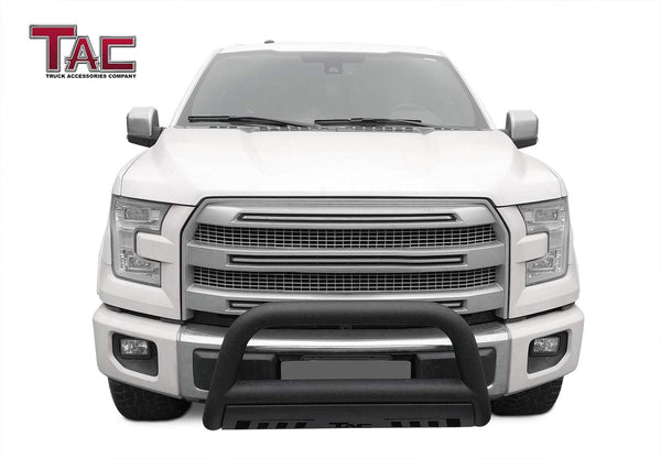TAC Heavy Texture Black 3" Bull Bar For 2004-2023 Ford F150 | 2022-2023 F150 Lightning EV Truck (Excl. Heritage Edition and all F150 Raptor Models) / 2003-2017 Ford Expedition SUV Front Bumper Brush Grille Guard Nudge Bar
