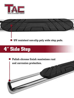TAC Stainless Steel 4" Side Steps for 2019-2023 Chevy Silverado/GMC Sierra 1500 | 2020-2023 Chevy Silverado/GMC Sierra 2500/3500 Crew Cab Truck | Running Boards | Nerf Bars | Side Bars