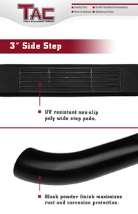 TAC Gloss Black 3" Side Steps For 2005-2023 Toyota Tacoma Double Cab Truck | Running Boards | Nerf Bars | Side Bars
