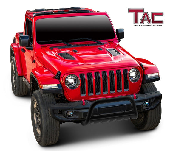 TAC Gloss Black 3" Bull Bar For 2018-2025 Wrangler JL (Excl.21-24 V8 engine/20-24 Rubicon Trim)|2020-2024 Gladiator (Excl. Mojave & Rubicon trim) Front Bumper Brush Grille Guard Nudge Bar