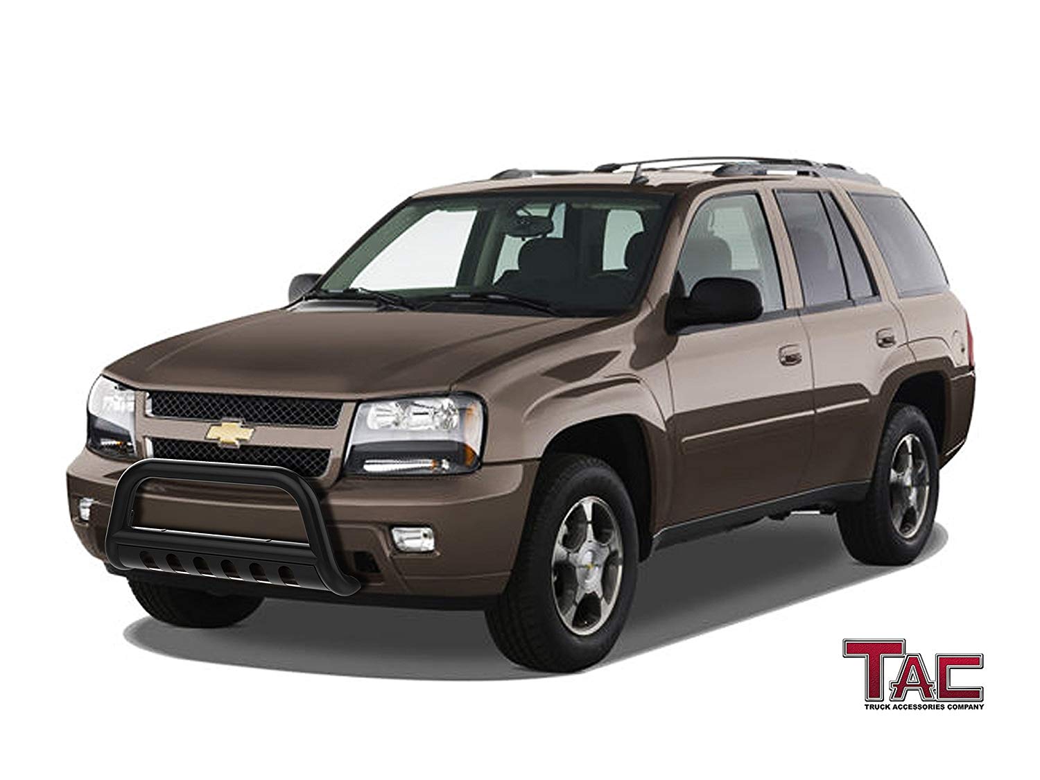 TAC Gloss Black 3" Bull Bar For 2002-2009 Chevy Trailblazer / 2002-2007 GMC Envoy SUV Front Bumper Brush Grille Guard Nudge Bar