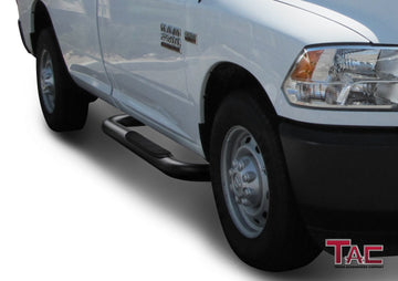 TAC 3" Gloss Black Side Steps Compatible with 2009-2018 Ram 1500 Regular Cab|2010-2026 Ram 2500/3500/4500/5500 Regular Cab|2019-2023 Ram 1500 Classic| Running Boards| Side Bars| Step Rails| Nerf Bars| Rocker Slider| Pickup Truck Accessories (2 PCS) - 0