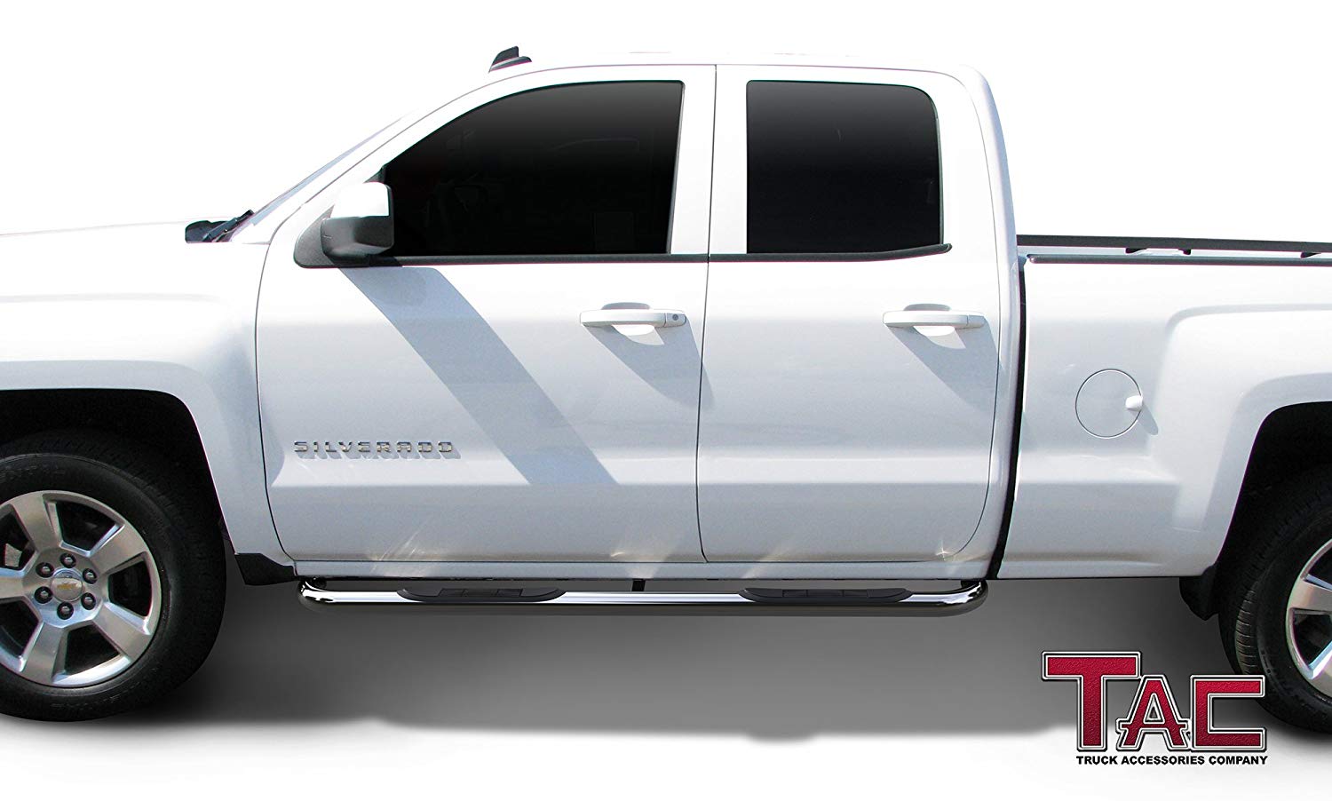 TAC 3" Stainless Steel Side Steps Compatible with 1999-2018 Chevy Silverado/GMC Sierra 1500 Extended/Double Cab| 1999-2019 2500/3500 Extended/Double Cab (Excl. C/K Classic)|2019 Silverado 1500 LD/Limited | Step Rails| Nerf Bars| Rocker Slider (2 PCS)