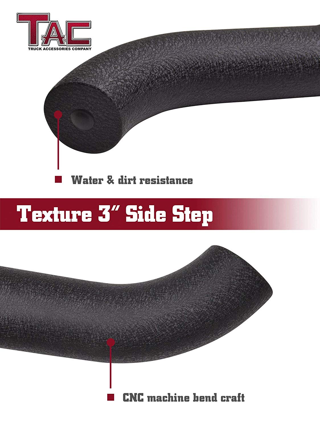 TAC 3" Texture Black Side Steps Compatible with 2005-2025 Nissan Frontier Crew Cab| 2005-2012 Suzuki Equator Crew Cab| Running Boards| Side Bars| Step Rails| Nerf Bars| Rocker Slider| Pickup Truck Accessories (2 PCS)