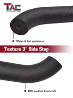 TAC Heavy Texture Black 3" Side Steps For 2009-2018 Dodge Ram 1500 Regular Cab (Incl. 2019-2023 Ram 1500 Classic) | 2010-2023 Dodge Ram 2500 3500 4500 5500 Regular Cab Truck | Running Boards | Nerf Bars | Side Bars