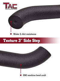 TAC Heavy Texture Black 3" Side Steps For 2009-2018 Dodge Ram 1500 Regular Cab (Incl. 2019-2023 Ram 1500 Classic) | 2010-2023 Dodge Ram 2500 3500 4500 5500 Regular Cab Truck | Running Boards | Nerf Bars | Side Bars