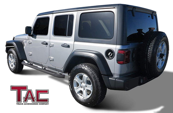 TAC 3" Texture Black Side Steps Compatible with 2018-2025 Jeep Wrangler JL 4 Door | 2021-2025 Wrangler JL 4xe| Running Boards| Side Bars| Step Rails| Nerf Bars| Rocker Slider| SUV Accessories (2 PCS)