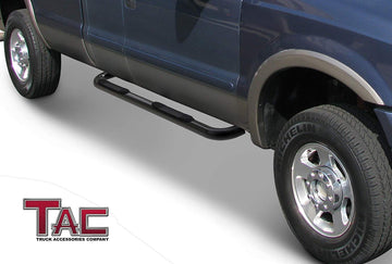 TAC 3" Gloss Black Side Steps Compatible with 2015-2026 Ford F150 Super Cab|2017-2026 F250/F350/F450/F550 Super Duty Super Cab| Running Boards| Side Bars| Step Rails| Nerf Bars| Rocker Slider| Pickup Truck Accessories (2 PCS) - 0