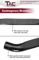 TAC 3" Gloss Black Side Steps Compatible with 2007-2018 Jeep Wrangler JK 4 Door (Exclude 2018 Wrangler JL Models) | Running Boards| Side Bars| Step Rails| Nerf Bars| Rocker Slider| SUV Accessories (2 PCS)-5