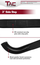 TAC 3" Gloss Black Side Steps Compatible with 2009-2018 Ram 1500 Crew Cab| 2019-2024 Ram 1500 Classic| 2010-2025 Ram 2500/3500/4500/5500 Crew Cab (Incl. Chassis Cab Diesel models)| Running Boards| Side Bars| Step Rails| Nerf Bars| Accessories (2 PCS)-5
