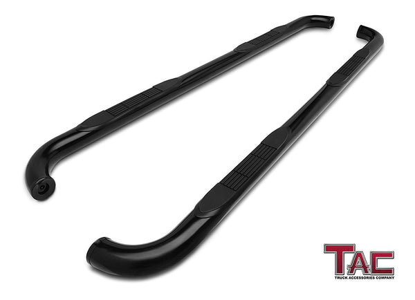 TAC Gloss Black 3" Side Steps For 2009-2018 Dodge Ram 1500 Crew Cab (Incl. 2019-2023 Ram 1500 Classic) / 2010-2024 Dodge Ram 2500 / 3500 / 4500 / 5500 Crew Cab (Incl. Chassis Cab Diesel models) Truck | Running Boards | Nerf Bars | Side Bars