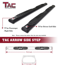 TAC Arrow Side Steps Running Boards Compatible with 2019-2024 Dodge RAM 1500 Quad Cab(Excl. 2019-2024 Ram 1500 Classic) Truck Pickup 5”  Aluminum Texture Black Step Rails Nerf Bars Lightweight