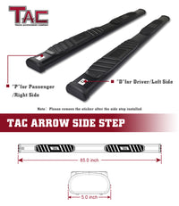 TAC Arrow Side Steps Running Boards Compatible with 2007-2021 Toyota Tundra CrewMax Truck Pickup 5” Aluminum Texture Black Step Rails Nerf Bars Lightweight Off Road Accessories 2Pcs