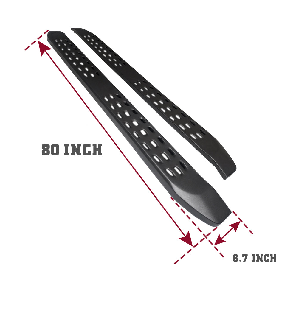 TAC Fine Texture Frigate Running Boards for 2019-2024 Chevy Silverado/GMC Sierra 1500 | 2020-2024 Silverado/Sierra 2500/3500 HD Double Cab Truck | Side Steps | Nerf Bars | Side Bars