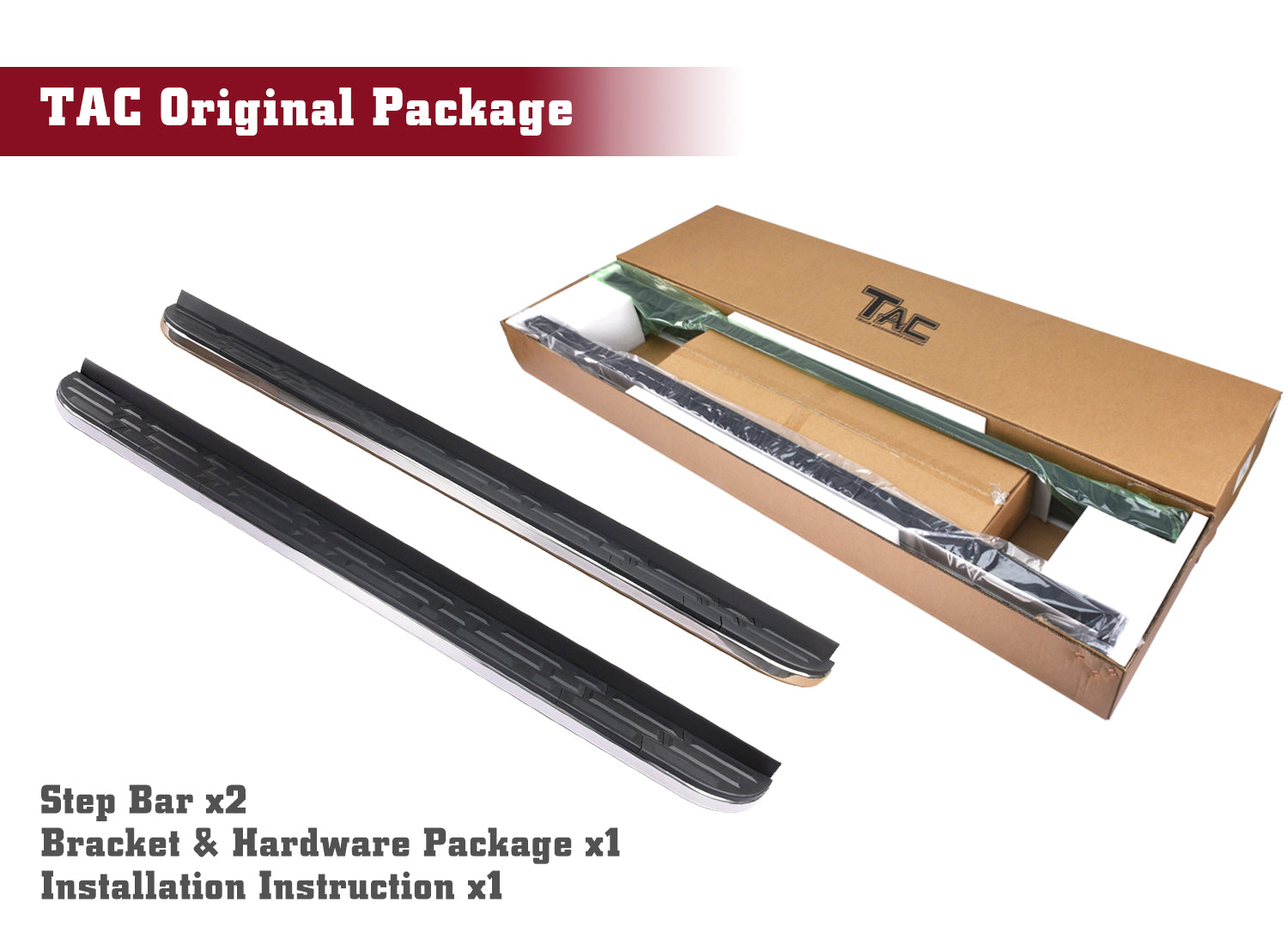 TAC Cobra Running Boards Compatible With 2022-2025 Jeep Grand Cherokee (Exclude 2022-2024 4xe Models) / 2021-2024 Jeep Grand Cherokee L SUV Side Steps Nerf Bars Step Rails Aluminum Black Off-Road City Exterior Accessories 2 pieces
