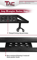 TAC Heavy Texture Black Armor Steps for 2007-2018 Jeep Wrangler JK 4 Door (Exclude 2018 Wrangler JL) | Running Boards | Nerf Bars | Side Bars-5