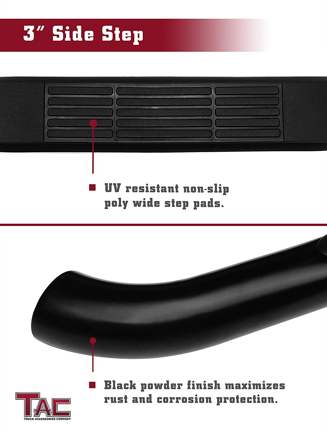 TAC 3" Gloss Black Side Steps Compatible with 2011-2021 Grand Cherokee(Incl.22 WK & Excl. Limited X/ High Altitude/ Summit/ SRT/ SRT8/ Trackhawk/ Trailhawk/L model)| Running Boards| Side Bars| Step Rails| Nerf Bars| Pickup Truck Accessories (2 PCS)
