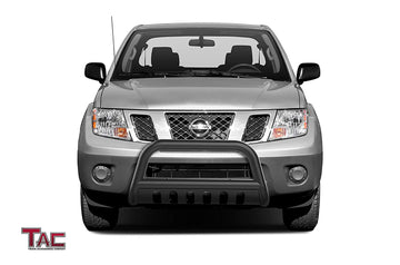 TAC Gloss Black 3" Bull Bar For 2005-2021 Nissan Frontier Truck/ 2005-2015 Nissan Xterra SUV/ 2005-2007 Nissan Pathfinder SUV Front Bumper Brush Grille Guard Nudge Bar - 0
