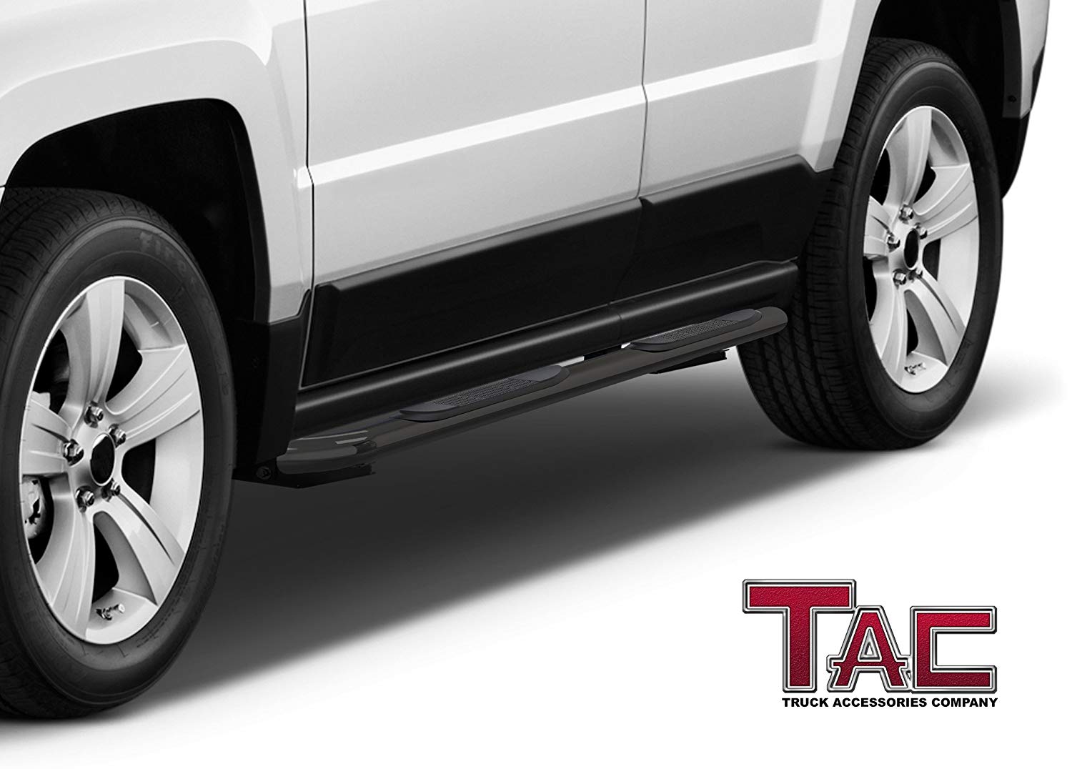 TAC 3" Gloss Black Side Steps Compatible with 2007-2015 Jeep Patriot| Running Boards| Side Bars| Step Rails| Nerf Bars| Rocker Slider| SUV Accessories (2 PCS)