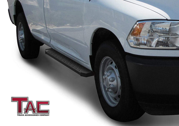 TAC Fine Texture Black Rattler Running Board for 2015-2023 Ford F150 Regular Cab/ 2017-2023 Ford F250/F350/F450/F550 Super Duty Regular Cab Truck | Side Steps | Nerf Bars | Side Bars