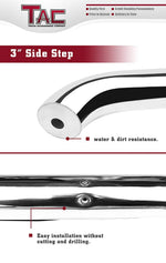 TAC Stainless Steel 3" Side Steps For 2007-2021 Toyota Tundra Double Cab Truck | Running Boards | Nerf Bars | Side Bars