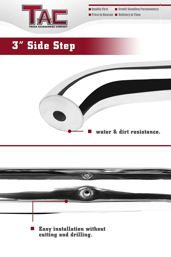 TAC 3" Stainless Steel Side Steps Compatible with 2011-2021 Grand Cherokee (Incl.22 WK & Excl. Limited X/High Altitude/Summit/SRT/SRT8/Trackhawk/Trailhawk/L model)| Running Boards| Side Bars| Step Rails| Nerf Bars| Pickup Truck Accessories (2 PCS)